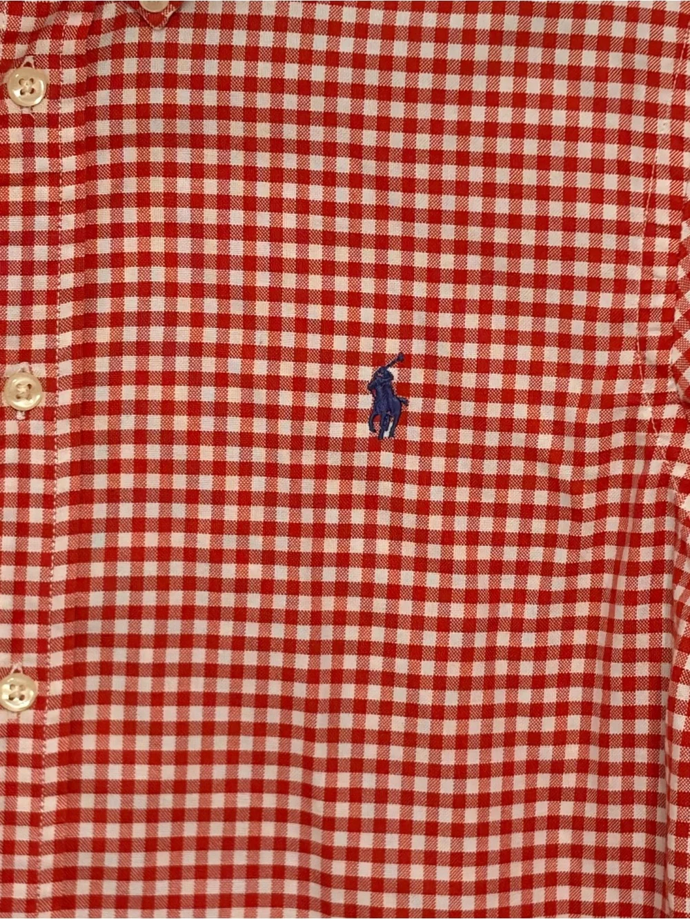 Ralph Lauren Boy’s Classic Long Sleeve Red & White Check Button Down Size 14-16